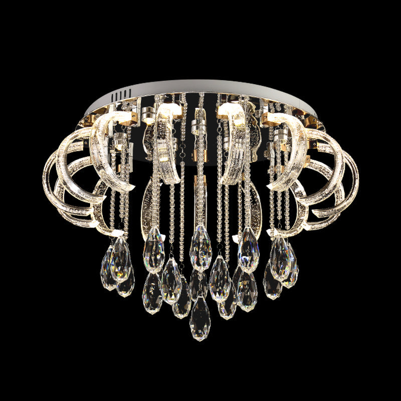 Arched and Drip Flushmount Lighting Modern Clear Crystal LED Bedroom Flush Mount Fixture Clearhalo 'Ceiling Lights' 'Close To Ceiling Lights' 'Close to ceiling' 'Flush mount' Lighting' 898392