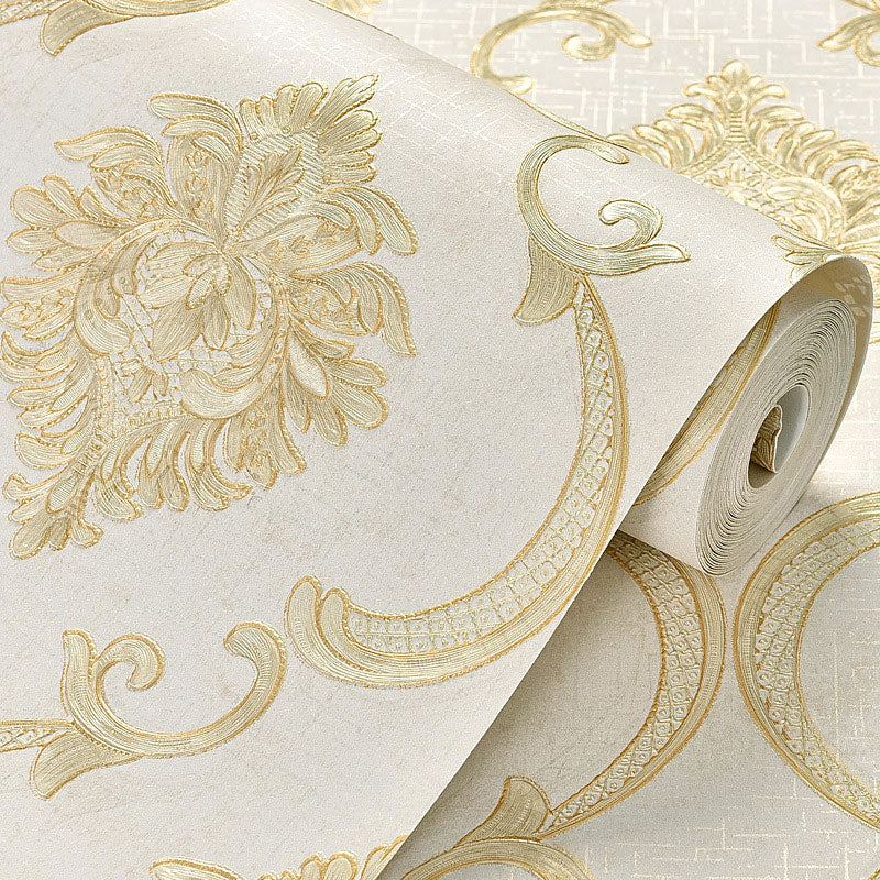 Pastel Colored Damasque Wallpaper 28.5 sq ft. Non-Pasted Moisture-Resistant Wall Covering Clearhalo 'Vintage wall decor' 'Vintage' 'Wallpaper' Wall Decor' 914703