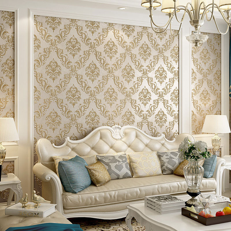 Nordic 3D Print Damasque Wallpaper Stain-Resistant Non-Pasted Wall Decor, 31' by 20.5" Clearhalo 'Vintage wall decor' 'Vintage' 'Wallpaper' Wall Decor' 915023