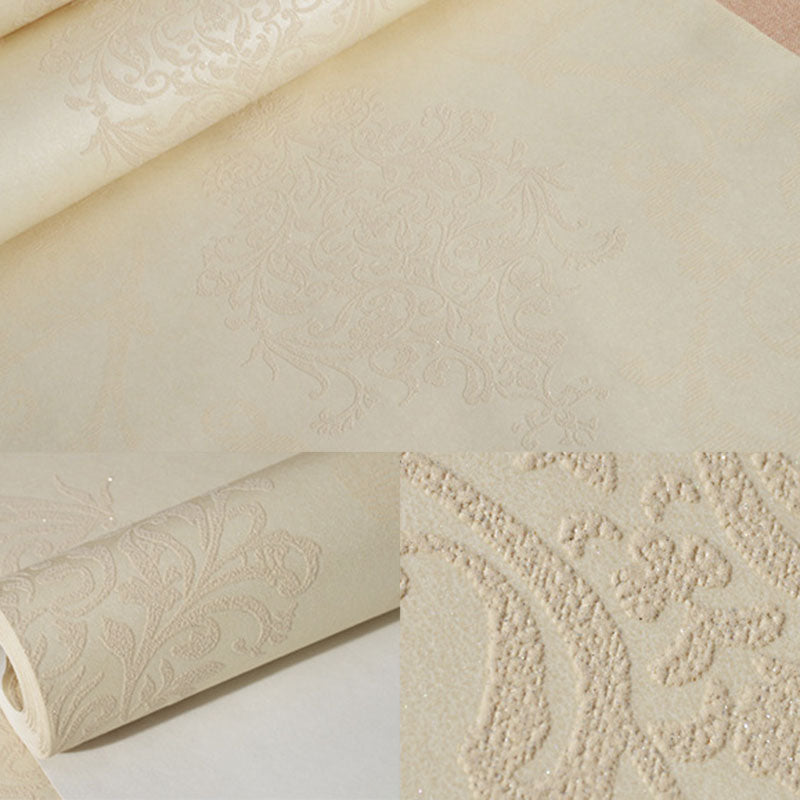 Natural Color Damasque Decorative Wallpaper Non-Pasted Wall Covering, 33-foot x 20.5-inch Clearhalo 'Vintage wall decor' 'Vintage' 'Wallpaper' Wall Decor' 915048