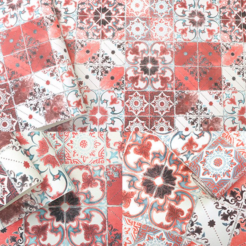 Pastel Color Wallpaper Plaster Moisture-Resistant Bohemian Mosaic Wall Art, 33'L x 20.5