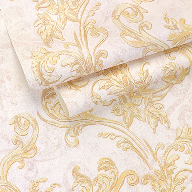 Plaster Wall Art 33'L x 20.5"W Classic Non-Pasted Entwined Vine and Flower Wallpaper, Water-Resistant Clearhalo 'Vintage wall decor' 'Vintage' 'Wallpaper' Wall Decor' 915173