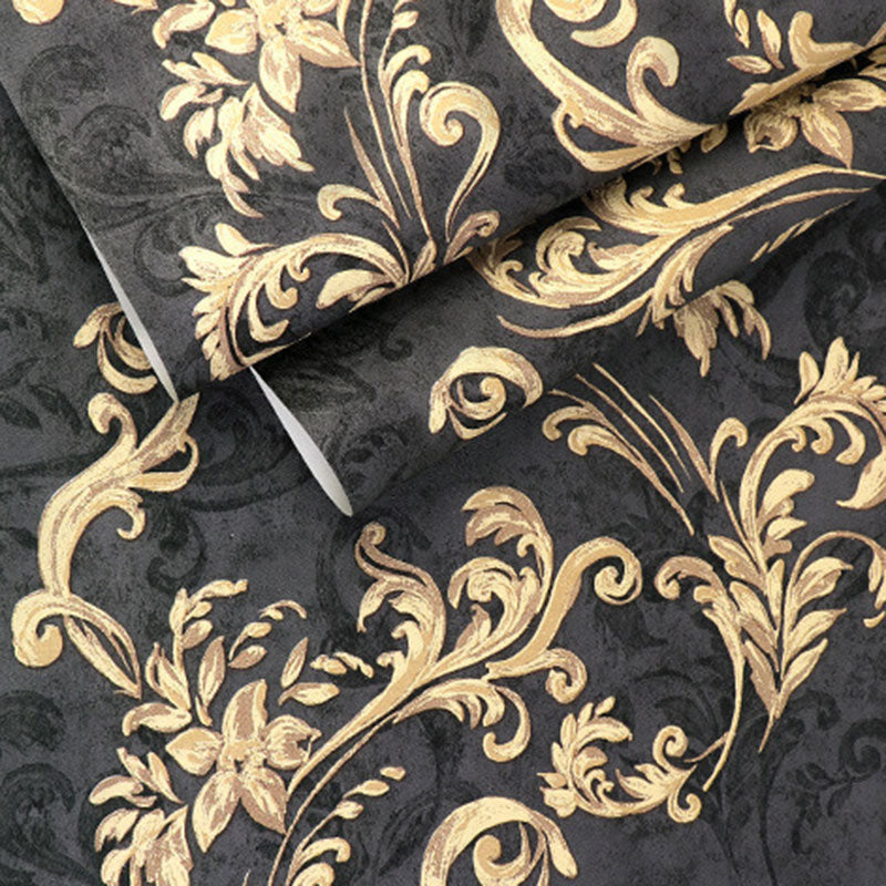 Plaster Wall Art 33'L x 20.5"W Classic Non-Pasted Entwined Vine and Flower Wallpaper, Water-Resistant Clearhalo 'Vintage wall decor' 'Vintage' 'Wallpaper' Wall Decor' 915188