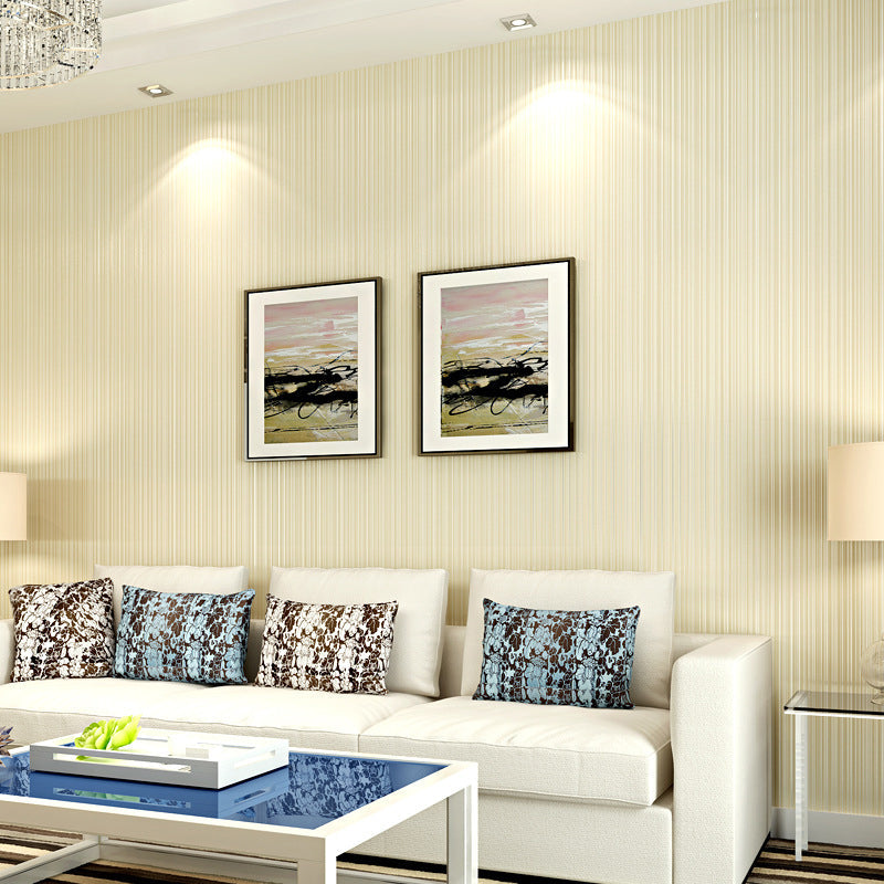 Non-Woven Wallpaper Roll 20.5"W x 31'L Contemporary Non-Pasted Wall Covering with Simple Stripe Beige Clearhalo 'Modern wall decor' 'Modern' 'Wallpaper' Wall Decor' 915337