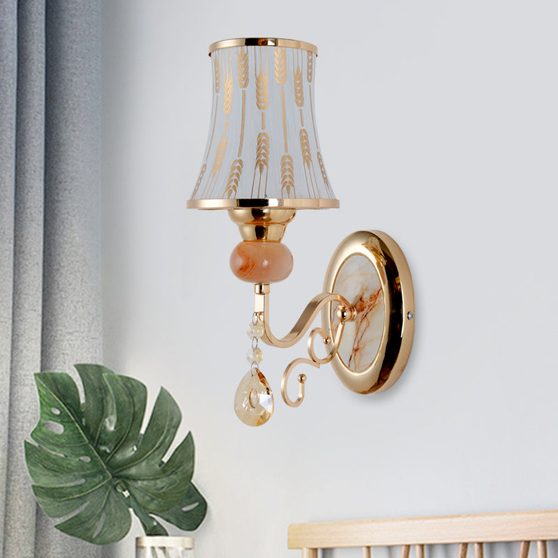 Gold Wall Sconce Contemporary 1 Light Textured Glass Wall Mount Light Fixture for Living Room Gold A Clearhalo 'Modern wall lights' 'Modern' 'Wall Lamps & Sconces' 'Wall Lights' Lighting' 915937
