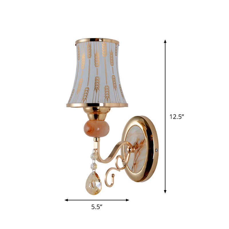 Gold Wall Sconce Contemporary 1 Light Textured Glass Wall Mount Light Fixture for Living Room Clearhalo 'Modern wall lights' 'Modern' 'Wall Lamps & Sconces' 'Wall Lights' Lighting' 915940
