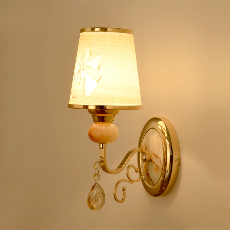 Gold Wall Sconce Contemporary 1 Light Textured Glass Wall Mount Light Fixture for Living Room Clearhalo 'Modern wall lights' 'Modern' 'Wall Lamps & Sconces' 'Wall Lights' Lighting' 915944