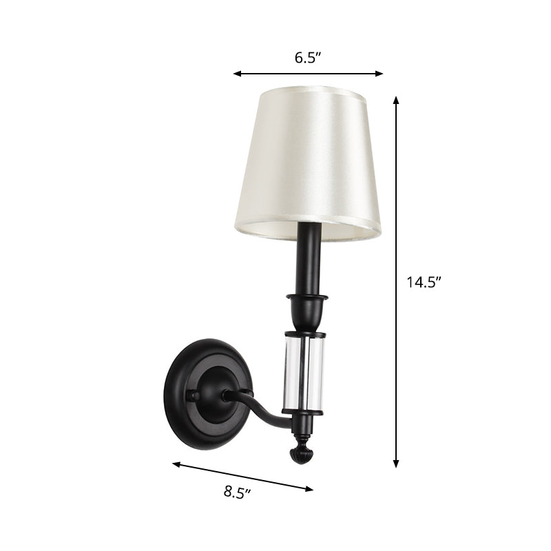 Regular Crystal Shade Sconce Light Fixture Modernist 1 Head Black Metal Wall Mounted Lighting with Candlestick Design Clearhalo 'Cast Iron' 'Glass' 'Industrial' 'Modern wall lights' 'Modern' 'Tiffany' 'Traditional wall lights' 'Wall Lamps & Sconces' 'Wall Lights' Lighting' 915954