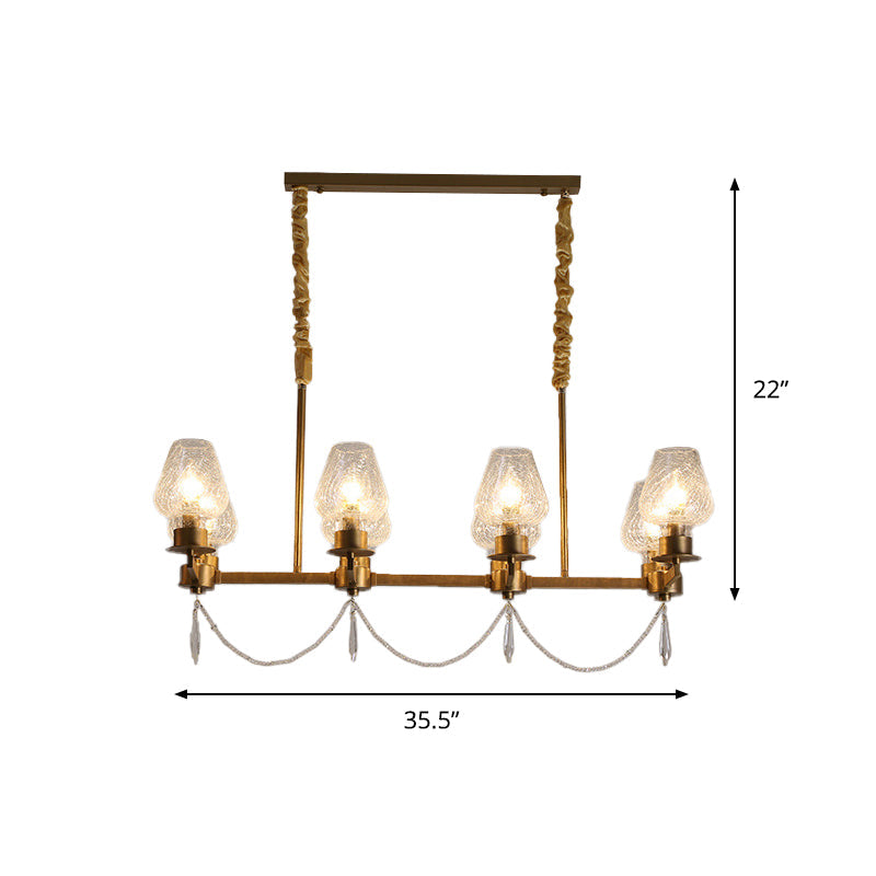 Crystal Cup Pendant Lighting Fixture Post Modern 8 Heads Island Lighting Idea in Brass Clearhalo 'Ceiling Lights' 'Island Lights' Lighting' 915962