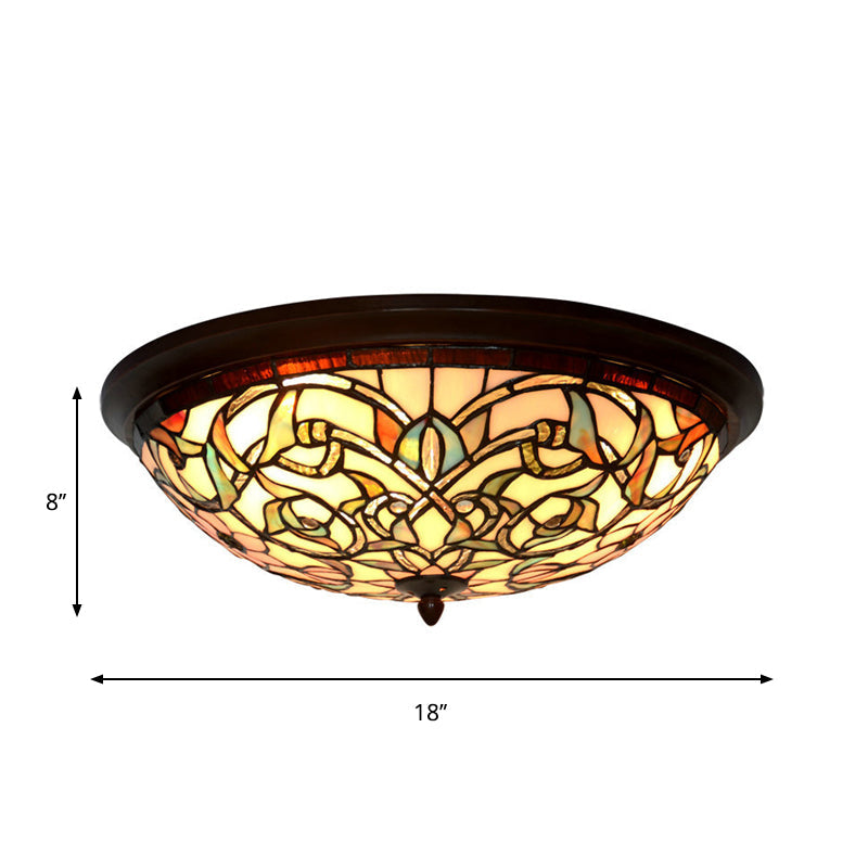 Black LED Ceiling Flush Mount Tiffany Cut Glass Swirl Flowers Flush Mount Lighting Clearhalo 'Ceiling Lights' 'Close To Ceiling Lights' 'Close to ceiling' 'Flush mount' Lighting' 916502