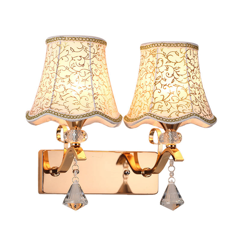 Empire Shade Wall Mount Light Fixture Modernist Fabric 2 Bulbs Wall Lamp for Bedroom Clearhalo 'Modern wall lights' 'Modern' 'Wall Lamps & Sconces' 'Wall Lights' Lighting' 916885