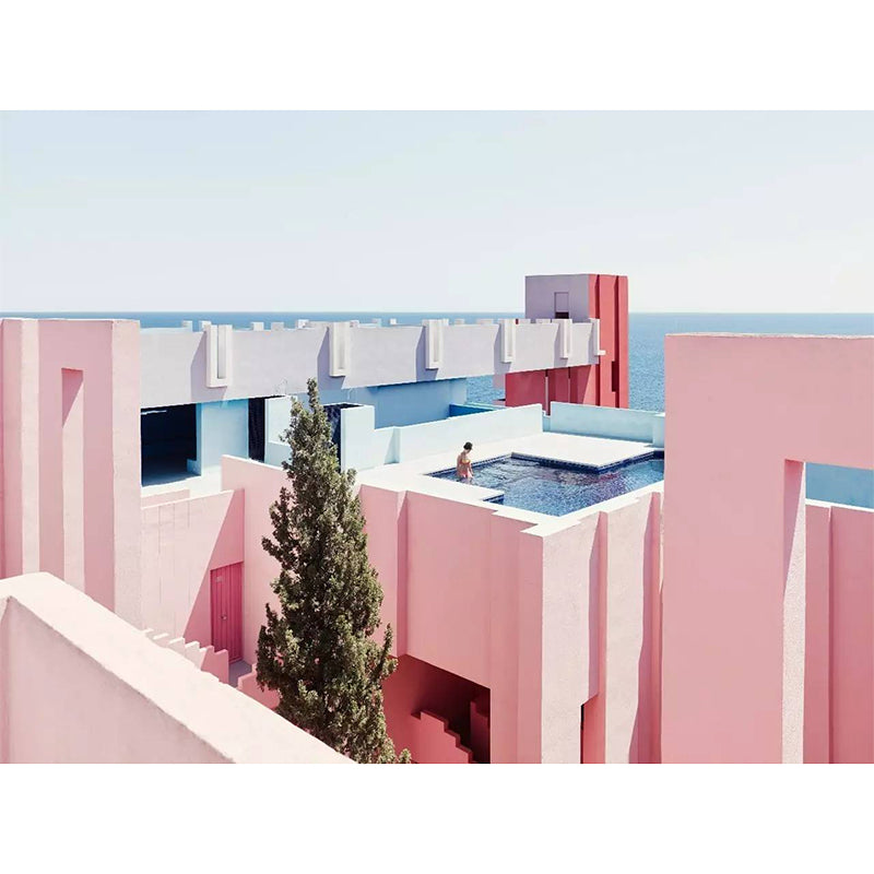 Illustration Style Mural Wallpaper Stairs and Apartment Giant Wall Covering for Home Decor, Made to Measure Clearhalo 'Wall Decor' 'Wall Mural' 917117