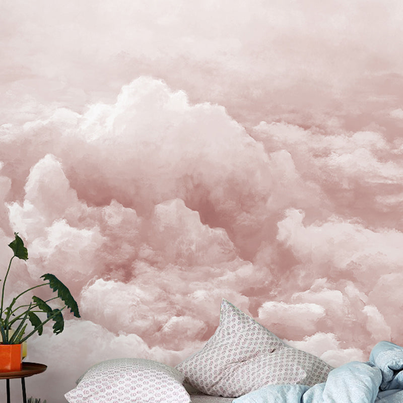 Giant Wall Mural Light Color Cloud Non-Woven Fabric Wall Covering for Home Decor, Personalized Size Available Pink Clearhalo 'Wall Decor' 'Wall Mural' 917159