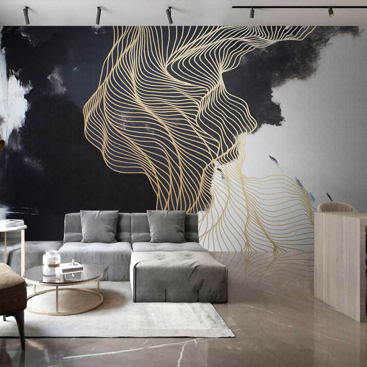 Large Unique Murals for Accent Wall Classic Chinese Sun and Mountain and Trellis, Customized Size Available Clearhalo 'Wall Decor' 'Wall Mural' 917386