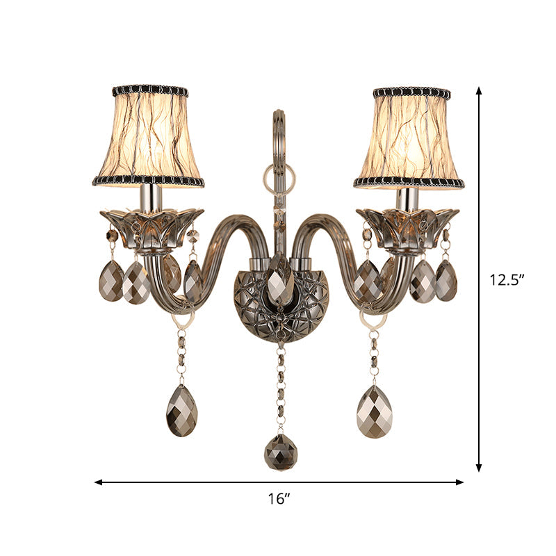 Smoke Grey Conical Crystal Sconce Light Fixture Modernist 1/2-Lights Living Room Wall Mounted Lighting Clearhalo 'Modern wall lights' 'Modern' 'Wall Lamps & Sconces' 'Wall Lights' Lighting' 917494
