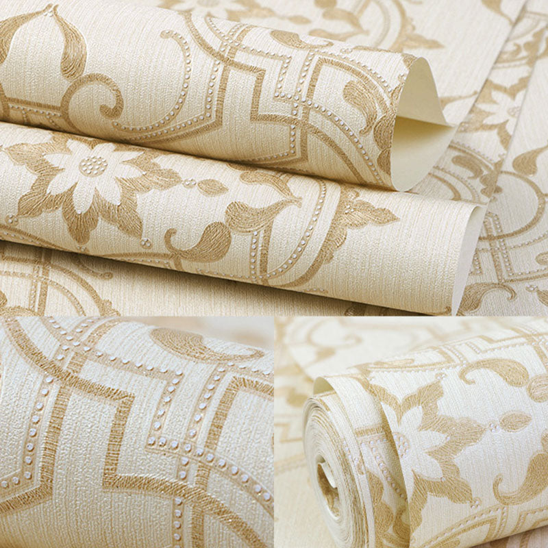 33' by 20.5" Classic Wall Art 3D Visual Damask Design Wallpaper Roll, Non-Pasted Clearhalo 'Vintage wall decor' 'Vintage' 'Wallpaper' Wall Decor' 919919