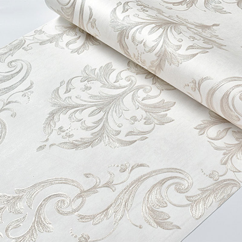 Stain-Resistant Wall Decor Non-Pasted 3D Print Damasque Non-Woven Wallpaper in Neutral Color Clearhalo 'Vintage wall decor' 'Vintage' 'Wallpaper' Wall Decor' 920005