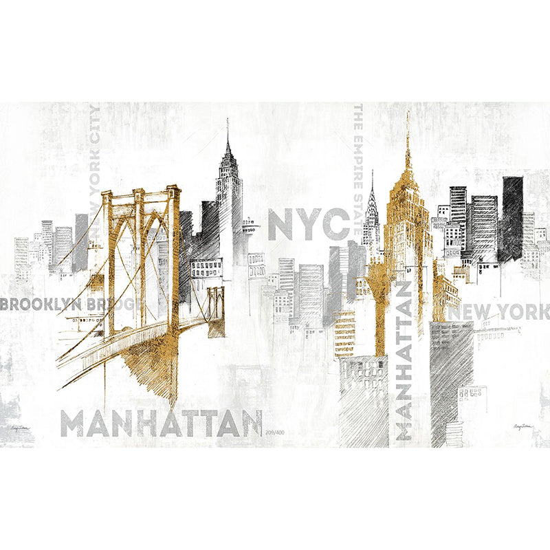 European Skyscraper Mural Pastel Color Industrial Nostalgic Wall Decor for Living Room Clearhalo 'Wall Decor' 'Wall Mural' 920234