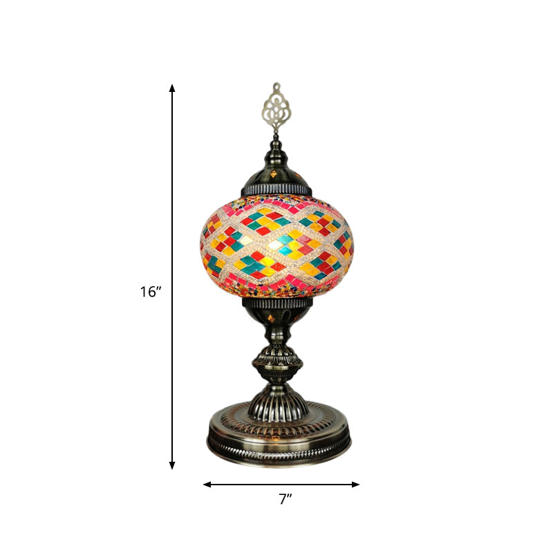 Art Deco Incense Burner Desk Light 1-Bulb Handcrafted Stained Glass Table Lamp in White/Beige/Yellow Clearhalo 'Lamps' 'Table Lamps' Lighting' 920742