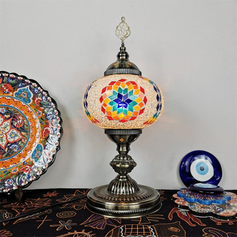 Art Deco Incense Burner Desk Light 1-Bulb Handcrafted Stained Glass Table Lamp in White/Beige/Yellow White Clearhalo 'Lamps' 'Table Lamps' Lighting' 920753