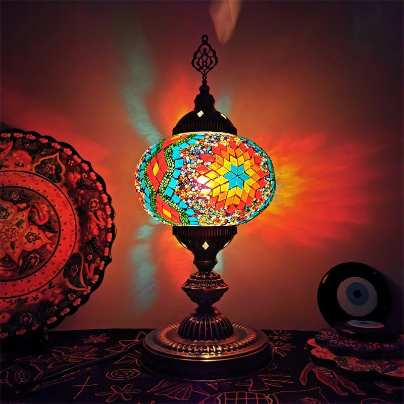 Art Deco Incense Burner Desk Light 1-Bulb Handcrafted Stained Glass Table Lamp in White/Beige/Yellow Clearhalo 'Lamps' 'Table Lamps' Lighting' 920761