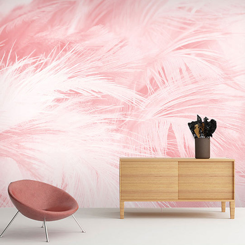 Art Decor Leaf Texture Mural for Accent Wall, Big Wall Covering in Neutral Color Clearhalo 'Wall Decor' 'Wall Mural' 921595