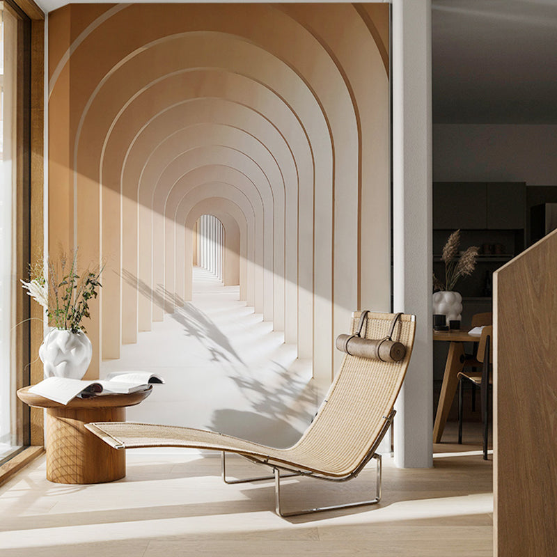 Nordic Mural Wallpaper for Living Room, Pastel Color 3D Stretching Door, Made to Measure Brown Clearhalo 'Wall Decor' 'Wall Mural' 921851