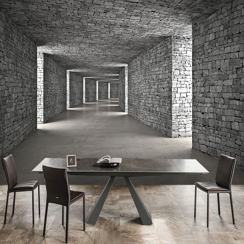 Original Grey Wall Mural with 3D Visual Tunnel for Office, Non-Woven Fabric Grey C Clearhalo 'Wall Decor' 'Wall Mural' 921953