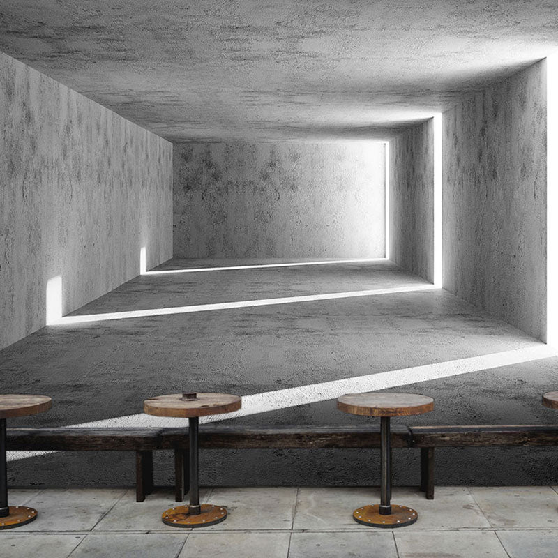 Original Grey Wall Mural with 3D Visual Tunnel for Office, Non-Woven Fabric Clearhalo 'Wall Decor' 'Wall Mural' 921962