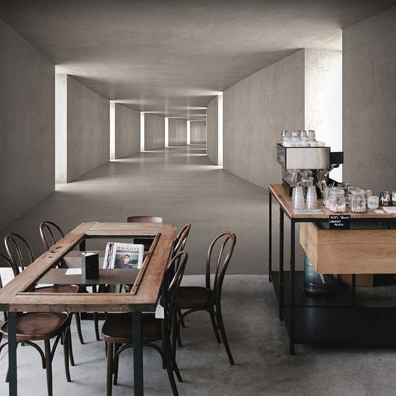 Dark Color 3D Tunnel Mural Wallpaper for Office and Library, Non-Woven Matetrial Clearhalo 'Wall Decor' 'Wall Mural' 921985