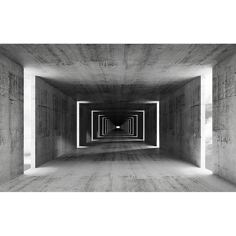 Dark Color 3D Tunnel Mural Wallpaper for Office and Library, Non-Woven Matetrial Clearhalo 'Wall Decor' 'Wall Mural' 921993