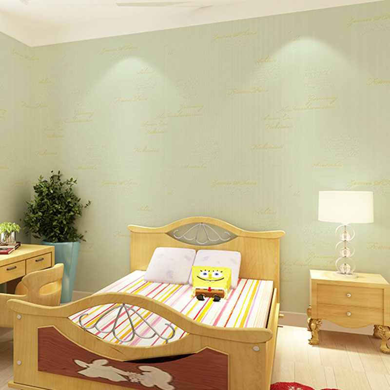 Soft Color Letter Wallpaper Decorative Non-Pasted Wall Covering, 20.5-inch x 31-foot Light Green Clearhalo 'Industrial wall decor' 'Industrial' 'Wallpaper' Wall Decor' 922238