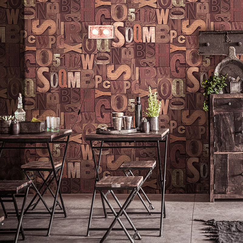 Rusty Red Letter Wallpaper Roll Non-Pasted Wall Covering for Accent Wall, 33' x 20.5" Clearhalo 'Industrial wall decor' 'Industrial' 'Wallpaper' Wall Decor' 922314
