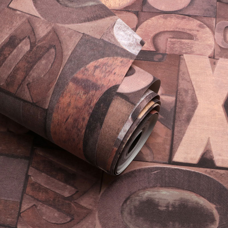 Rusty Red Letter Wallpaper Roll Non-Pasted Wall Covering for Accent Wall, 33' x 20.5" Clearhalo 'Industrial wall decor' 'Industrial' 'Wallpaper' Wall Decor' 922315