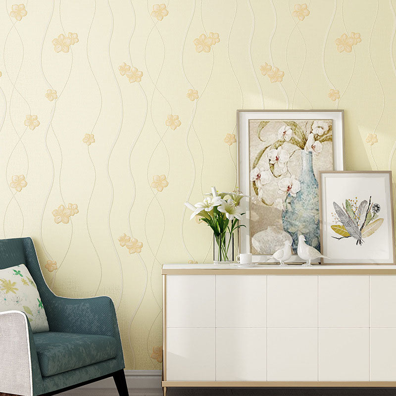 Neutral Color Wall Decor 31'L x 20.5"W Non-Woven Moisture-Resistant Magnolia Deign Wallpaper Light Yellow Clearhalo 'Country wall decor' 'Rustic' 'Wallpaper' Wall Decor' 922407