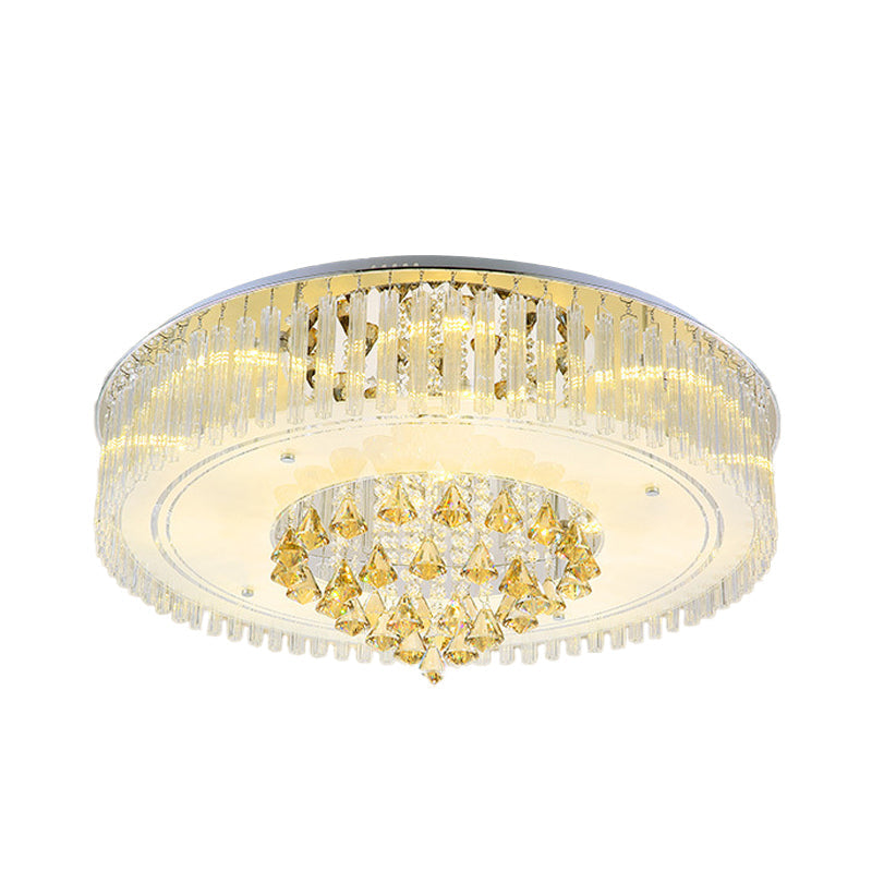 Hollowed Out Drum LED Flush Ceiling Light Modernism Clear Crystal Flush Mount Lighting Fixture Clearhalo 'Ceiling Lights' 'Close To Ceiling Lights' 'Close to ceiling' 'Flush mount' Lighting' 923977