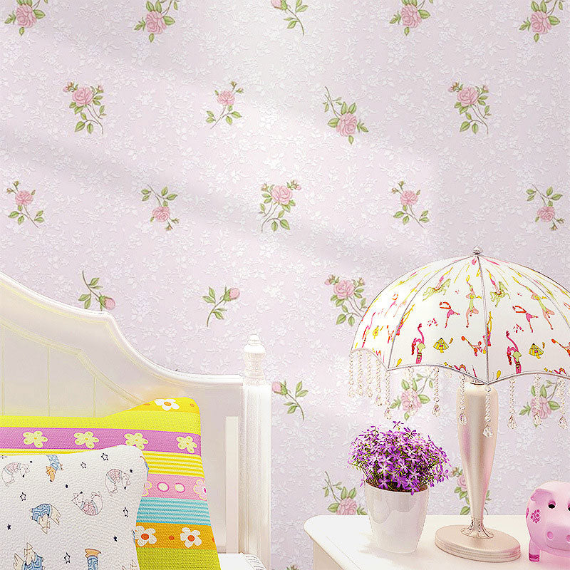 33' x 20.5" Wallpaper Fresh Minimalist Dense Flower Design Wall Decor, Non-Pasted Pink Clearhalo 'Country wall decor' 'Rustic' 'Wallpaper' Wall Decor' 926737