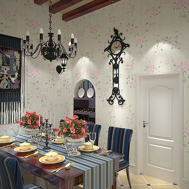 Non-Pasted Wallpaper Roll with Natural Color Garden and Flower Design, 33-foot x 20.5-inch Clearhalo 'Country wall decor' 'Rustic' 'Wallpaper' Wall Decor' 926773