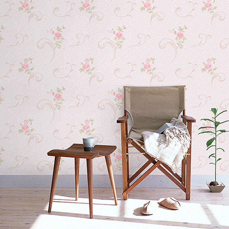Fresh Tiny Flower Wallpaper Non-Woven Fabric Wall Covering for Coffee Shop, 33'L x 20.5"W Pink-Yellow Clearhalo 'Country wall decor' 'Rustic' 'Wallpaper' Wall Decor' 926802