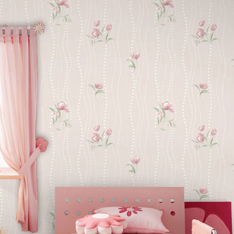 Neutral Color Countryside Wallpaper Roll with Rudder and Floral Design, Non-Pasted Light Pink Clearhalo 'Country wall decor' 'Rustic' 'Wallpaper' Wall Decor' 926815