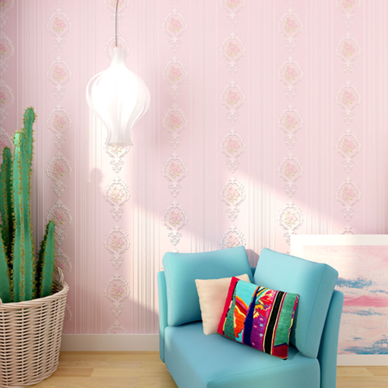 Classic Damasque Wallpaper Roll Waterproof Non-Pasted Wall Decor, 20.5"W x 31'L Light Pink Clearhalo 'Country wall decor' 'Rustic' 'Wallpaper' Wall Decor' 926923