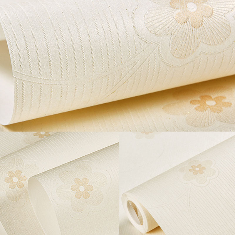 Dense Flower Pattern Wallpaper Roll Non-Pasted Wall Covering, 57.1 sq ft., Natural Color Clearhalo 'Country wall decor' 'Rustic' 'Wallpaper' Wall Decor' 926939