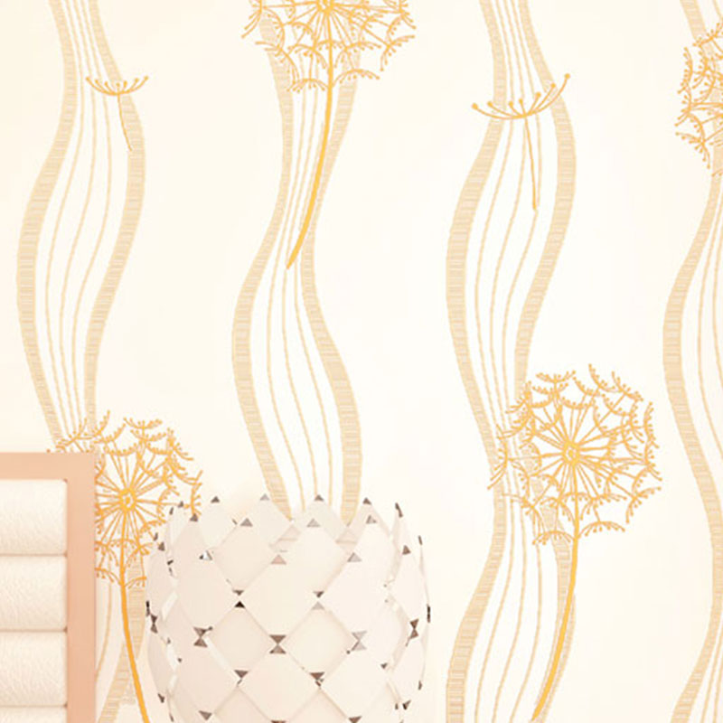 Non-Pasted Wallpaper Roll 31 ft. x 20.5 in Countryside Dandelion and Stem Wall Decor for Accent Wall Beige Clearhalo 'Country wall decor' 'Rustic' 'Wallpaper' Wall Decor' 926966