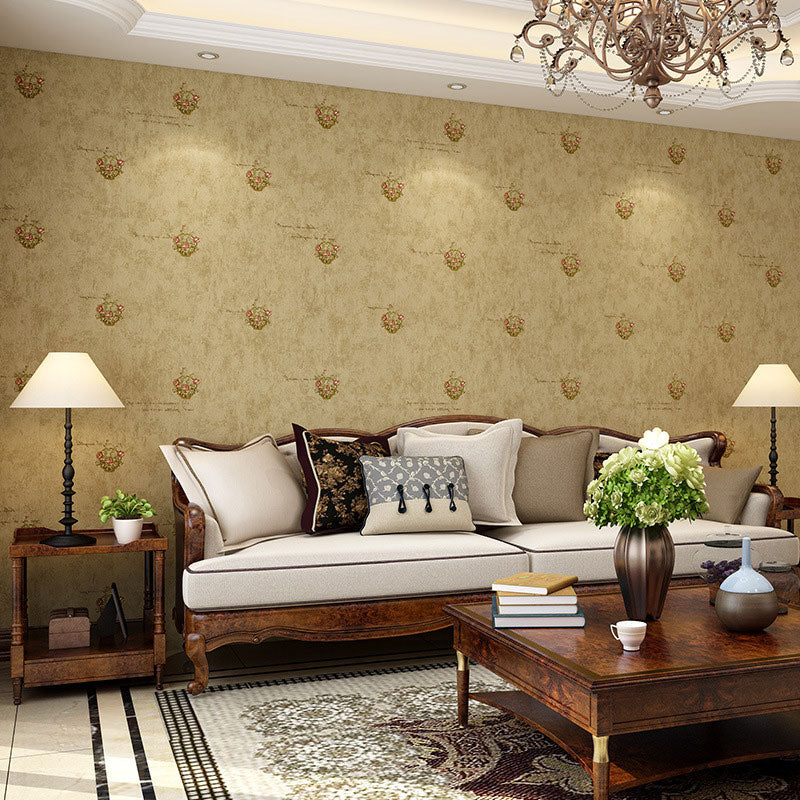 33' x 20.5" Wallpaper Roll Embossed Blossoms Wall Covering, Non-Pasted Dark Coffee Clearhalo 'Country wall decor' 'Rustic' 'Wallpaper' Wall Decor' 927032