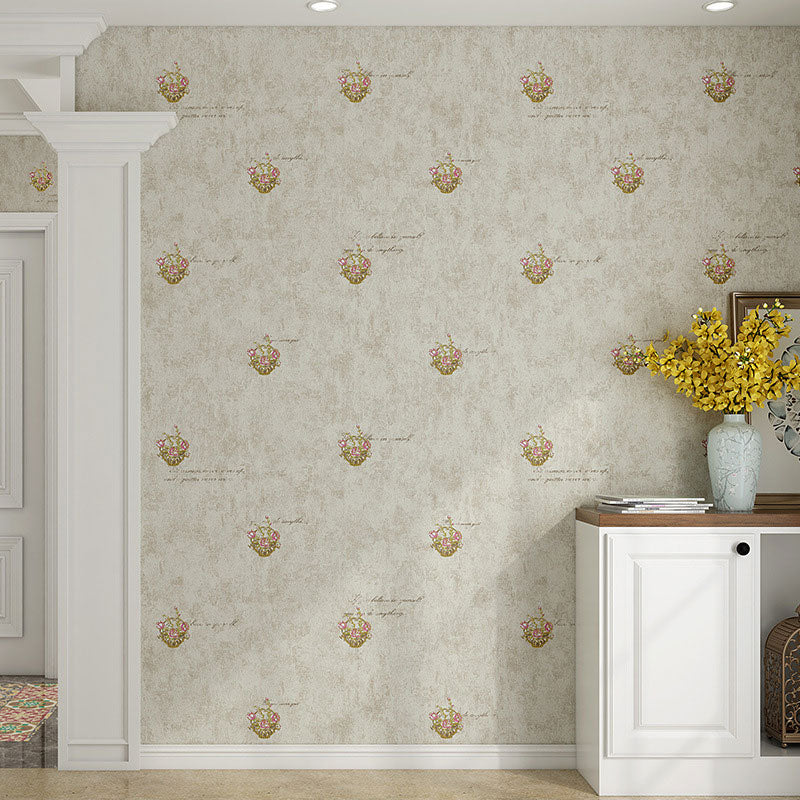 33' x 20.5" Wallpaper Roll Embossed Blossoms Wall Covering, Non-Pasted Clearhalo 'Country wall decor' 'Rustic' 'Wallpaper' Wall Decor' 927045