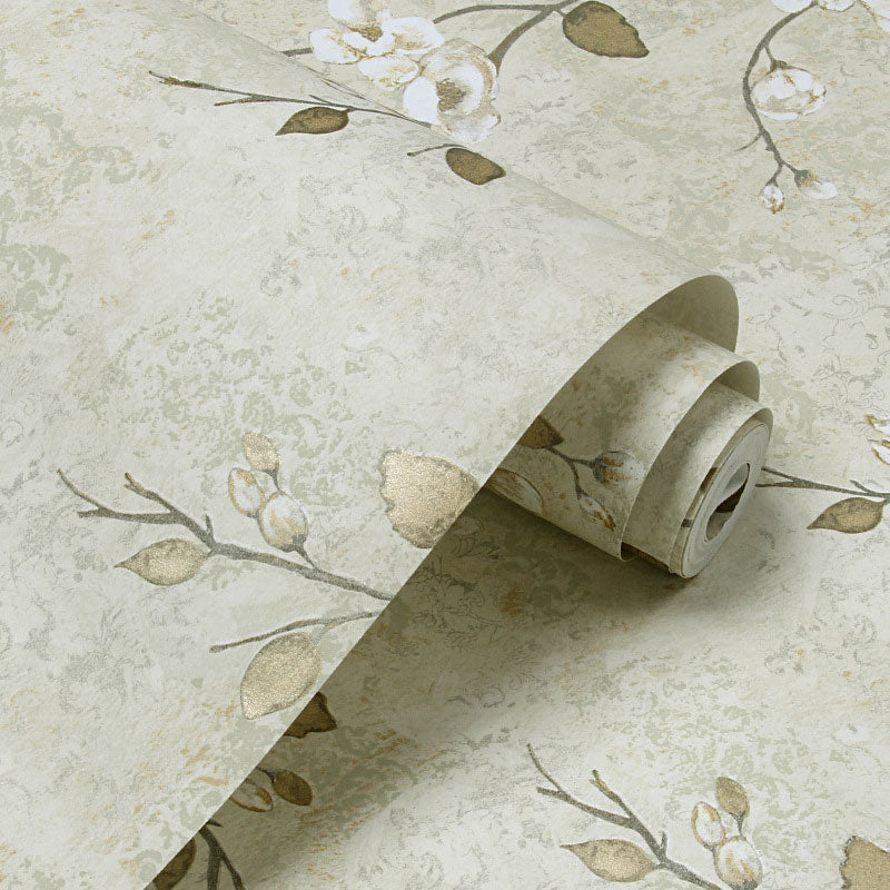 Natural Color Dense Flower Wallpaper 20.5"W x 33'L Non-Pasted Stain-Resistant Wall Covering Clearhalo 'Country wall decor' 'Rustic' 'Wallpaper' Wall Decor' 927175