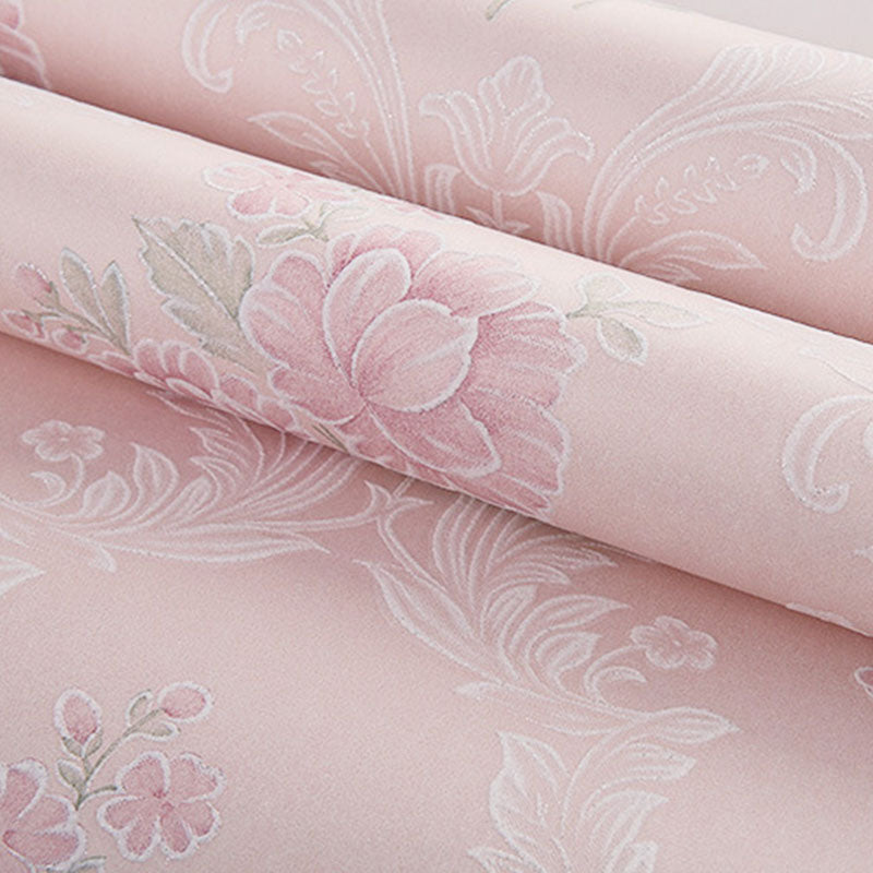 Non-Pasted Wallpaper Roll Fresh Blossoming Flower Wall Covering for Girl's Bedroom Clearhalo 'Country wall decor' 'Rustic' 'Wallpaper' Wall Decor' 927254
