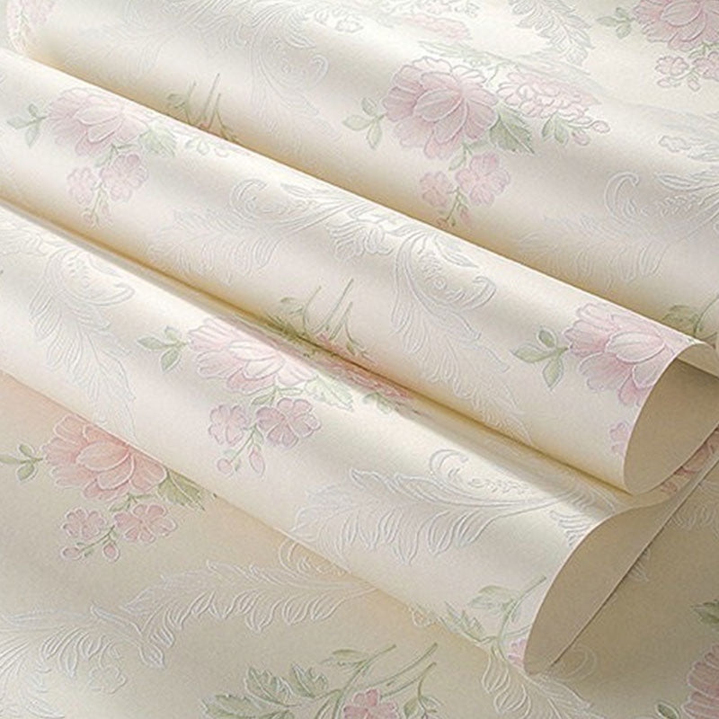 Non-Pasted Wallpaper Roll Fresh Blossoming Flower Wall Covering for Girl's Bedroom Clearhalo 'Country wall decor' 'Rustic' 'Wallpaper' Wall Decor' 927257