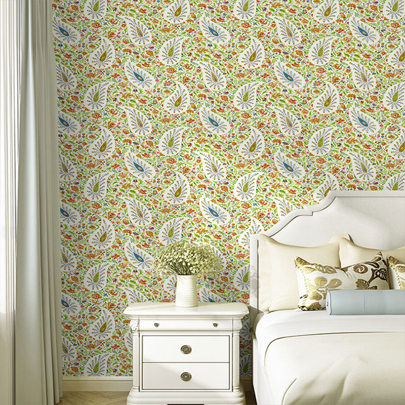 Guest Room Wallpaper Contemporary Multicolored Dense Flower Pattern Wall Decor, Non-Pasted Yellow Clearhalo 'Country wall decor' 'Rustic' 'Wallpaper' Wall Decor' 927272