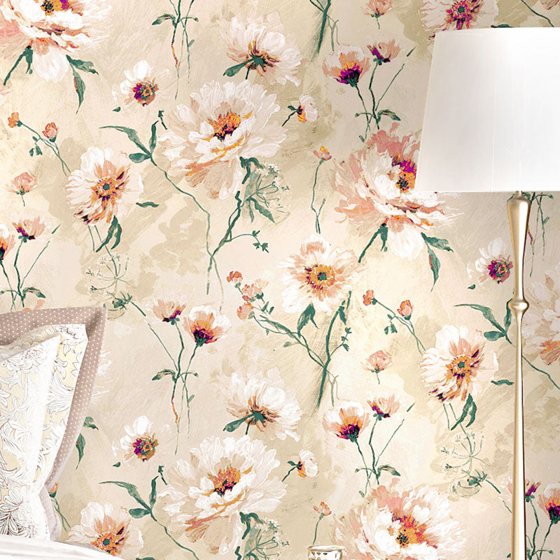 Light Color Blossom Wall Decor Water-Resistant Non-Pasted Wallpaper Roll, 33' x 20.5" Yellow Clearhalo 'Country wall decor' 'Rustic' 'Wallpaper' Wall Decor' 927323